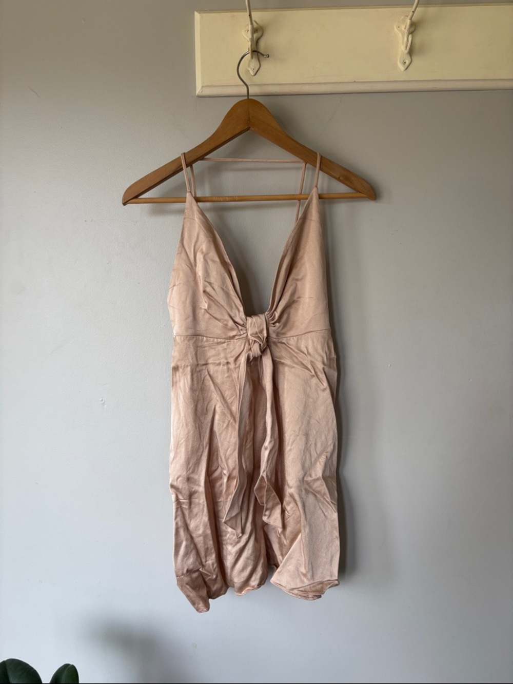 Zara Blush Pink Satin Slip Dress with Tie Front - Picture 4 of 8